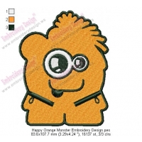 Happy Orange Monster Embroidery Design